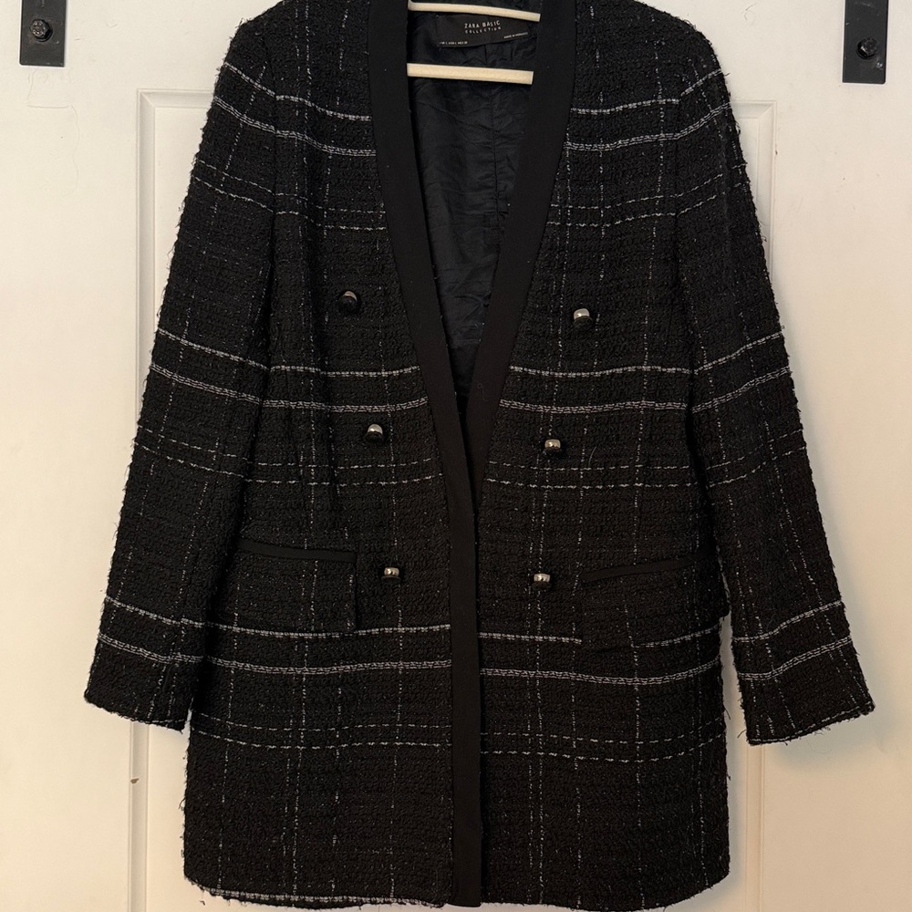 Zara basic tweed blazer jacket - Picture 2 of 10